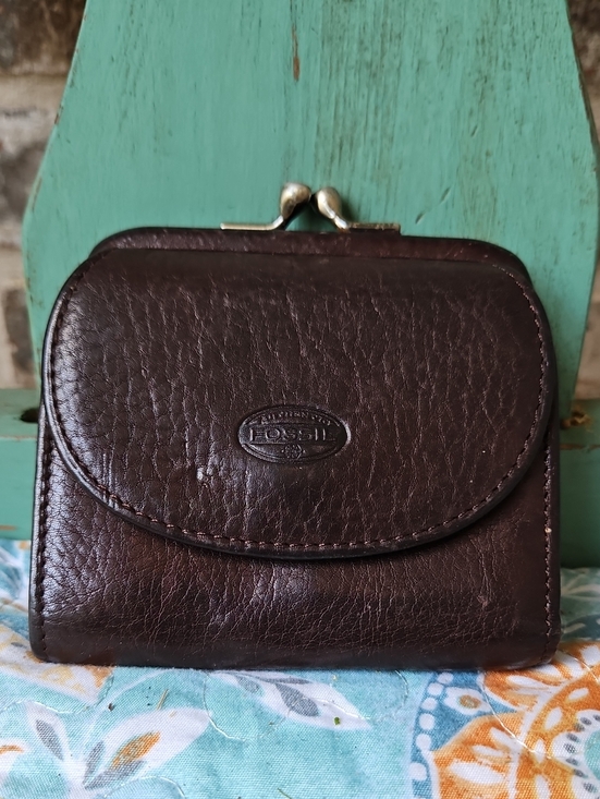 Fossil Handbags - Vintage Fossil Chocolate Brown Soft Leather Women's Clasp Wallet Coin Purse